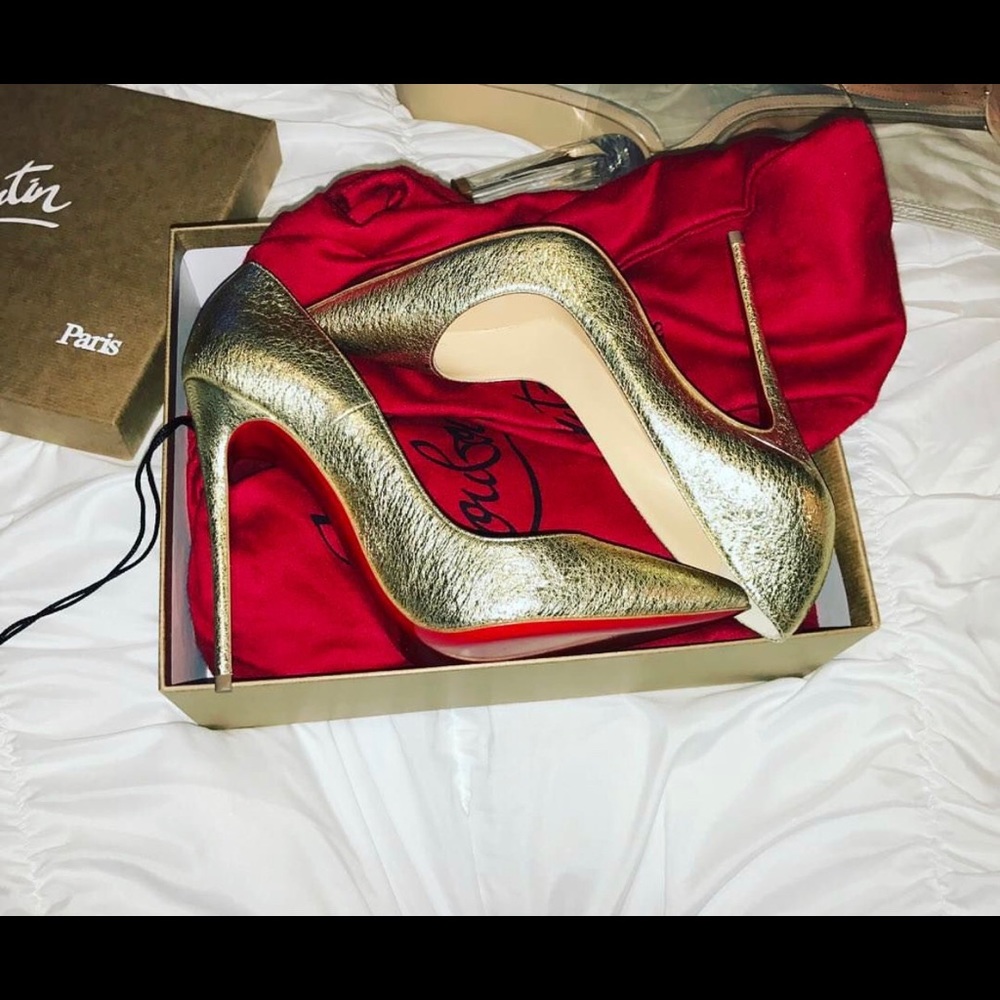 Christian Louboutin Gold So Kate High Heels